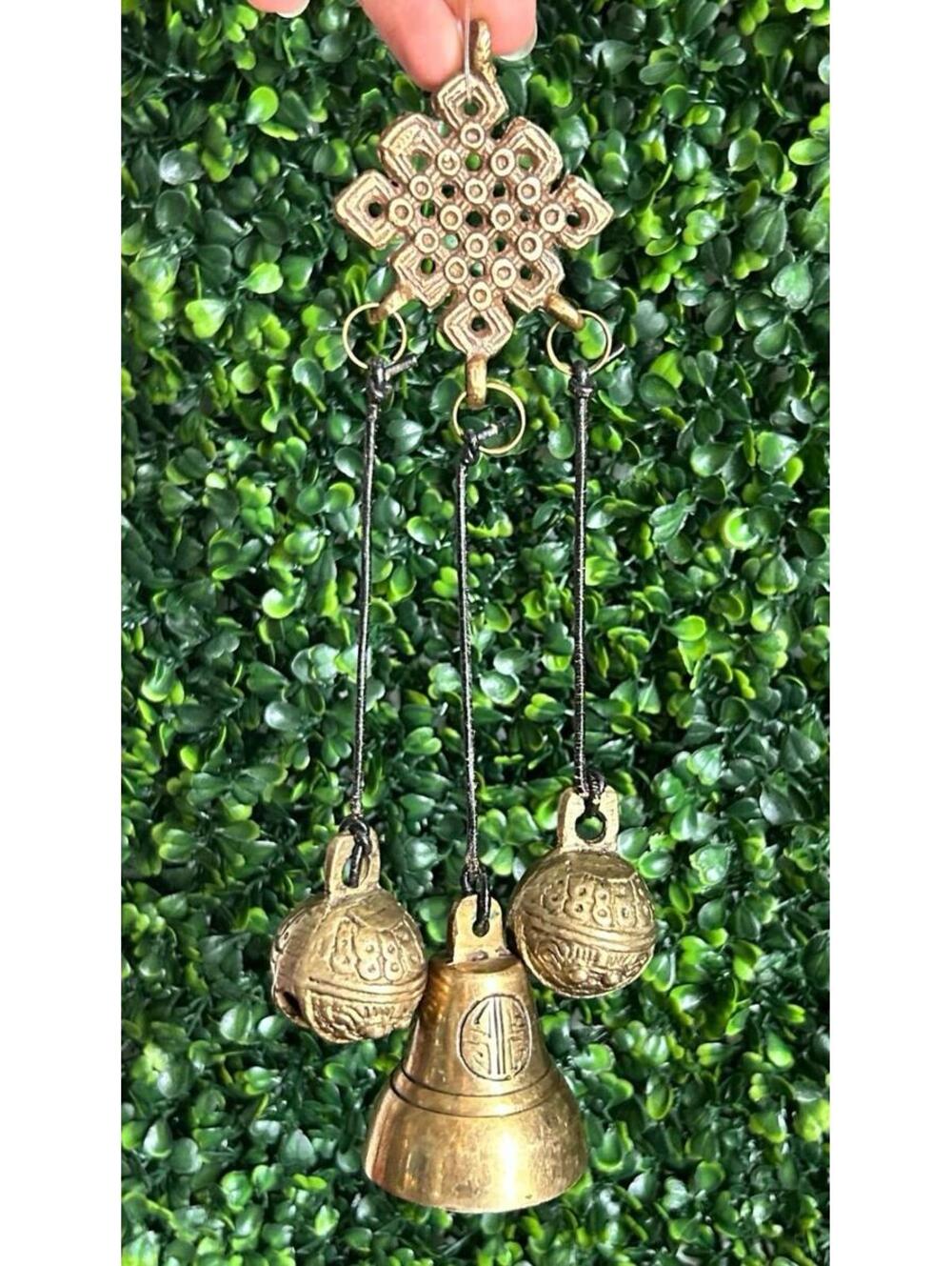 Vintage Brass Hanging Bells Boho Wind Chime Wall Decor